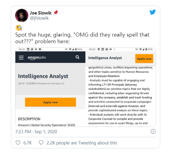 亚马逊公布招聘广告后删除 职位任务包罗观察工会维权‘十大外围足球平台app’(图2)
亚马逊公布招聘广告后删除 职位任务包罗观察工会维权‘十大外围足球平台app’(图2)